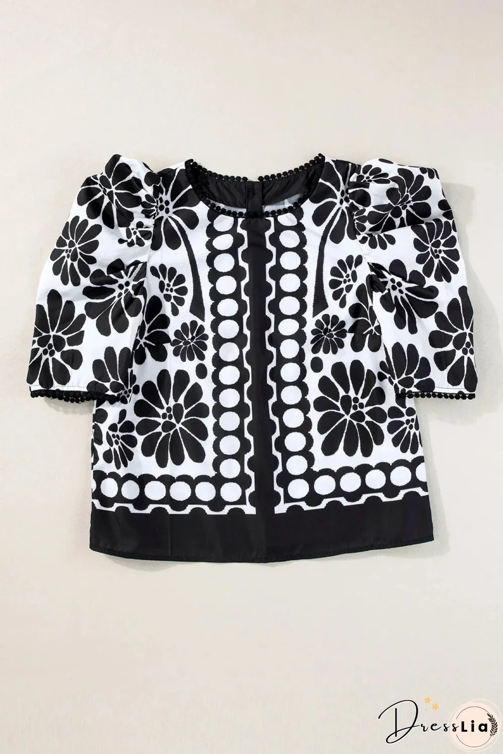 Printed Round Neck Half Sleeve Blouse