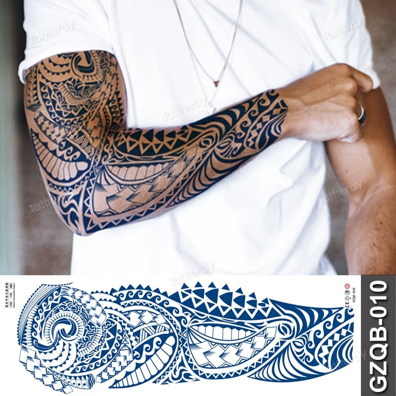 large temporary tattoos full arm sleeve tattoo men totem tribal dragon desgins long lasting tattoo waterproof safe juice ink