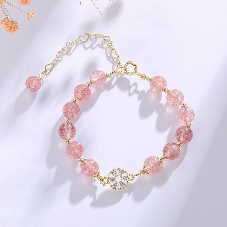 Butterfly Flower Strawberry Crystal Bracelet KERENTILA