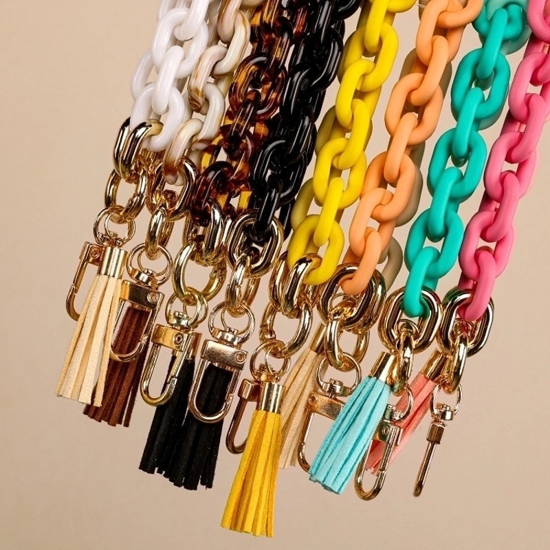 Minimalist Solid Color Arylic Plating Unisex Bag Pendant Keychain