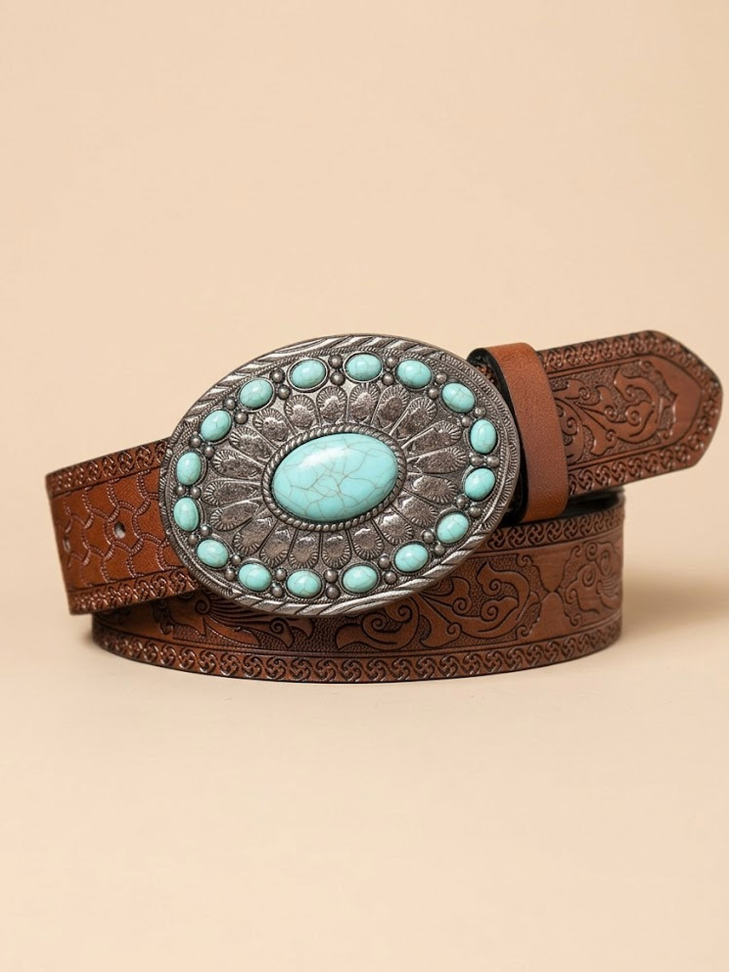 2026 Spring/Summer Western Core &mdash; Earth-Toned Leather Texture Tooled Flattering Decorative Belt