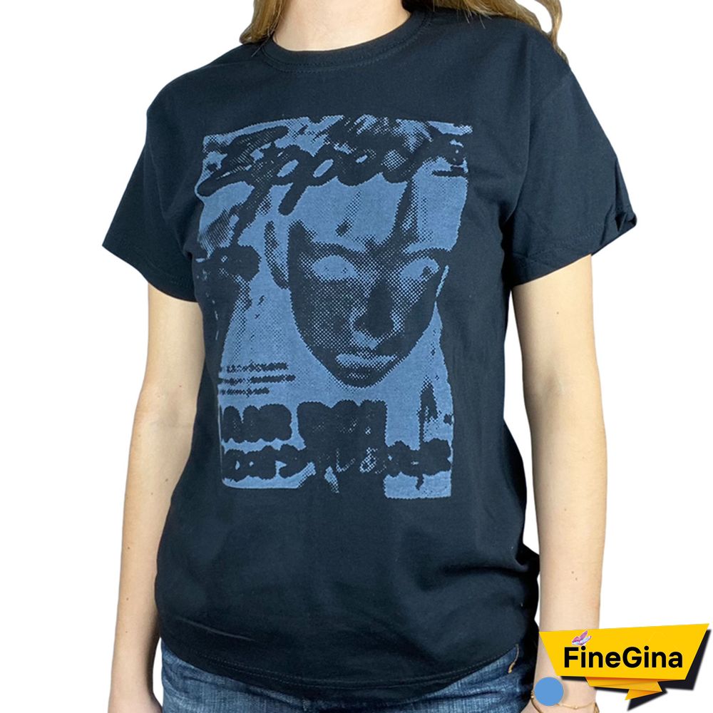 Gothic Portrait Print T-shirt Aesthetic Short Sleevle Sweats Tees Harajuku Streetwear White Crop Top Women Clothes