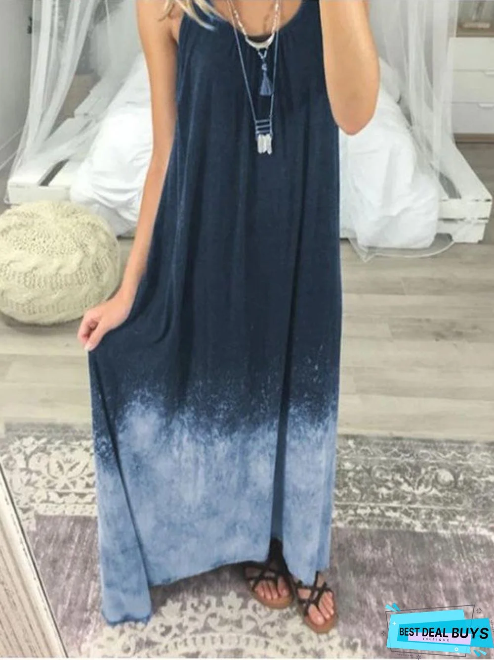 Women's Dress Summer Fashion Tie Dye Long Dress Summer
