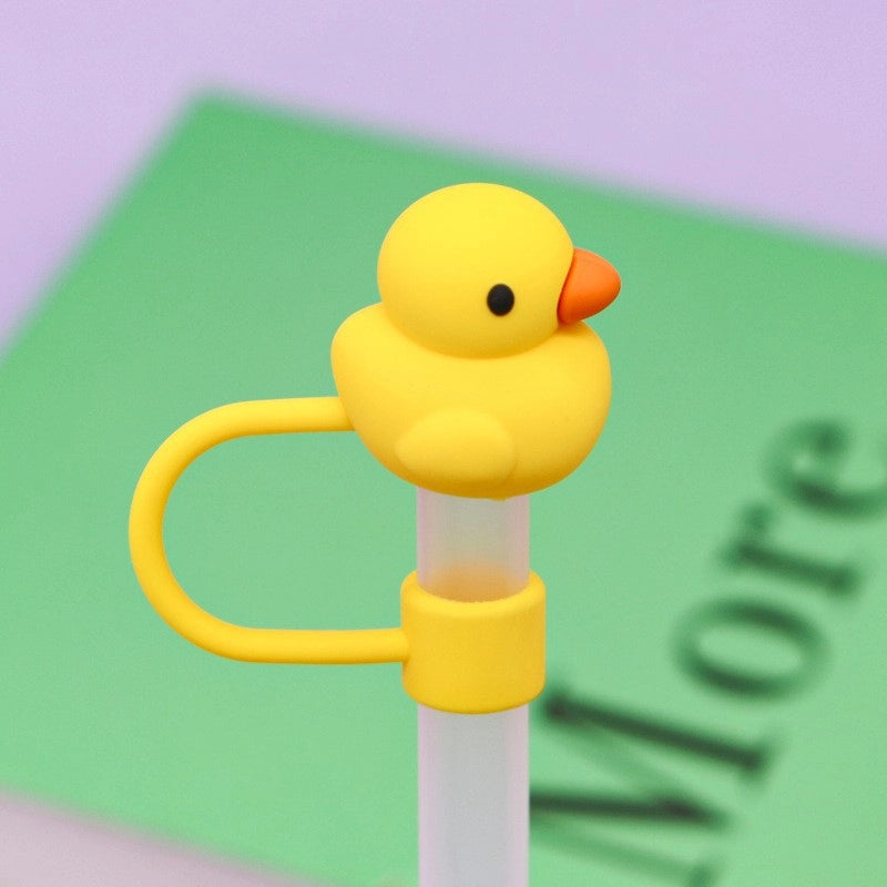 5 Pieces Silicone Straw Cap Flower Cartoon Baiyun Cup Straw Protective Cover Dust Plug 10mm