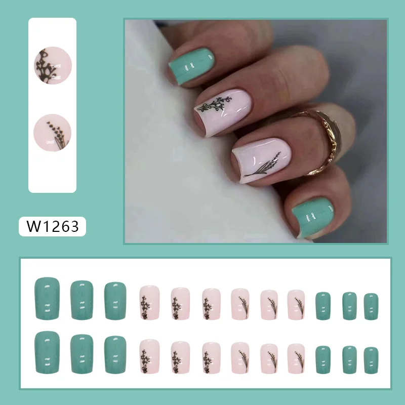 Churchf Churchf European-Shaped Lily Orchid Manicure White Mature Ins Wind Fake Nails Wearing Nails