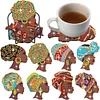 8Pcs Diamond Painting Acrylic Indian Woman Coasters with Holder for Beginner