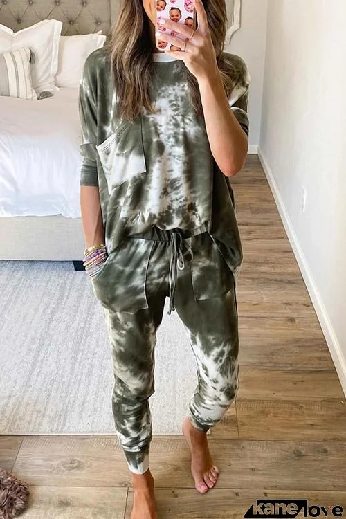 Pockets Tie Dye Pants Set