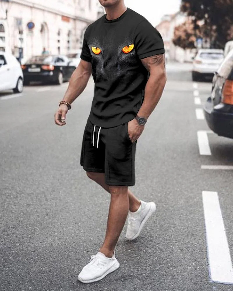 Men's Eye Printing Leisure Sports Suit