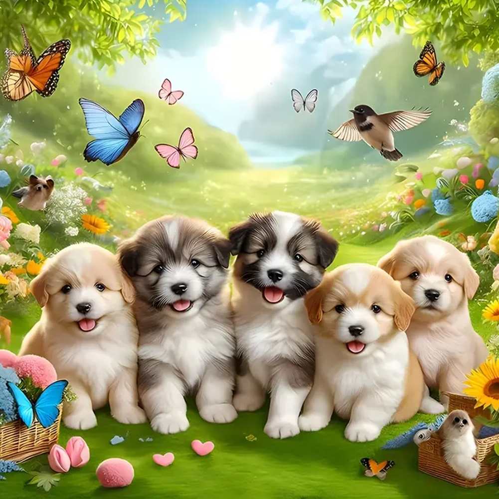 Dogs 40*40cm(canvas) full round drill diamond painting
