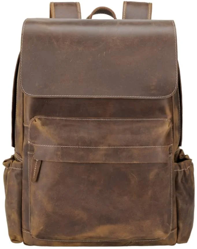 Vintage Full Grain Leather Backpack 15.6 Inch Laptop Bag Travel School Daypack
