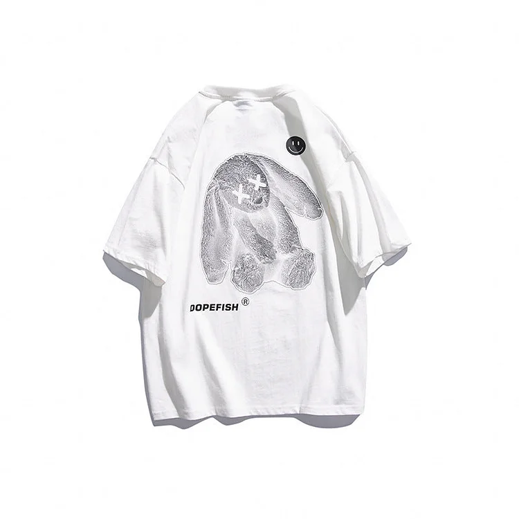 Summer Cartoon Bunny Printed Short-Sleeved T-shirt Men's Trendy Casual Couple