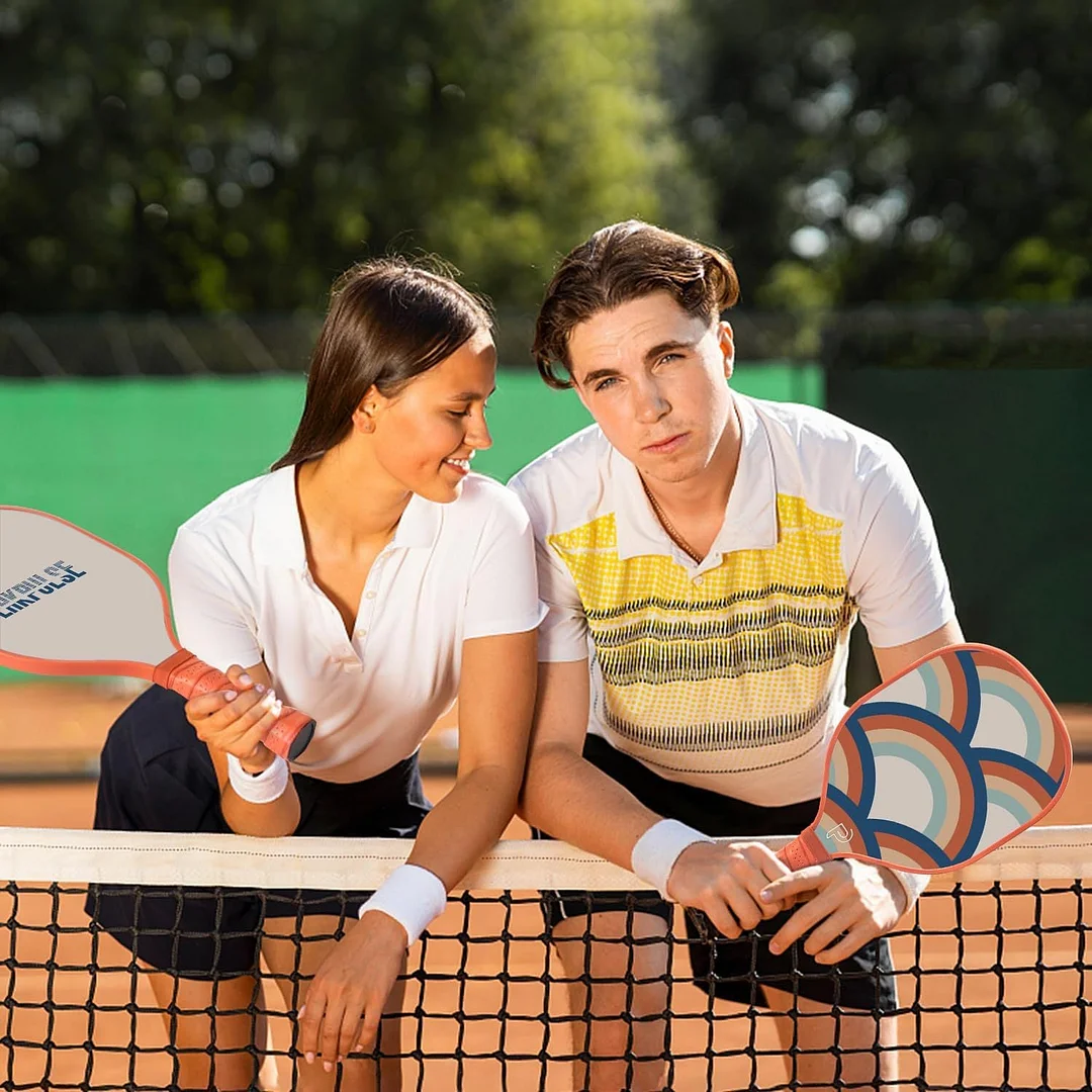 Orange 9-Layer Wooden Pickleball Paddle with bag