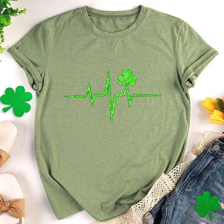Heartbeat Round Neck T-shirt-Annaletters