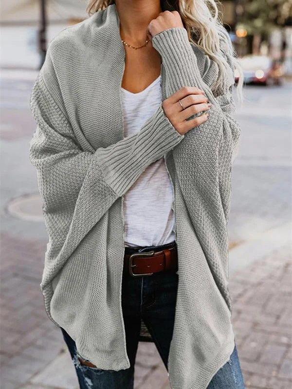 Fashion Loose Solid Color Knit Cardigan