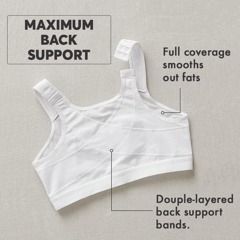 FW&reg;Women's 18-Hour Front Closure Wireless Back Support Posture Full Coverage Bra-WHITE