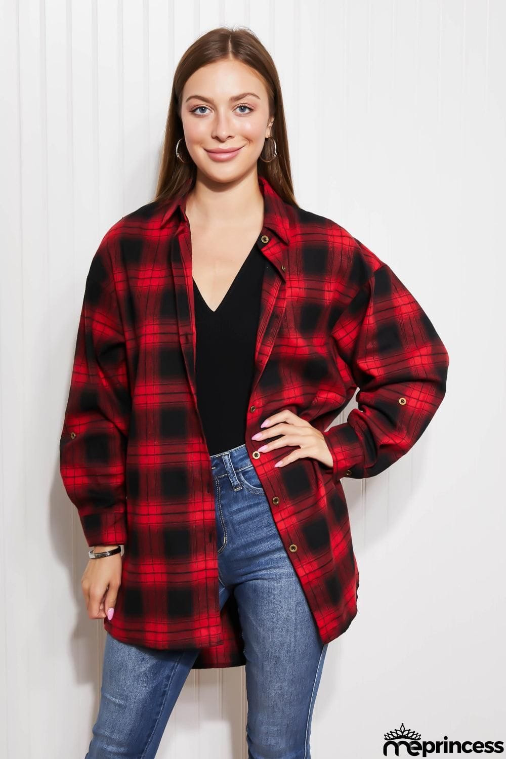 GeeGee Happy Harvest Plaid Button Up Tunic