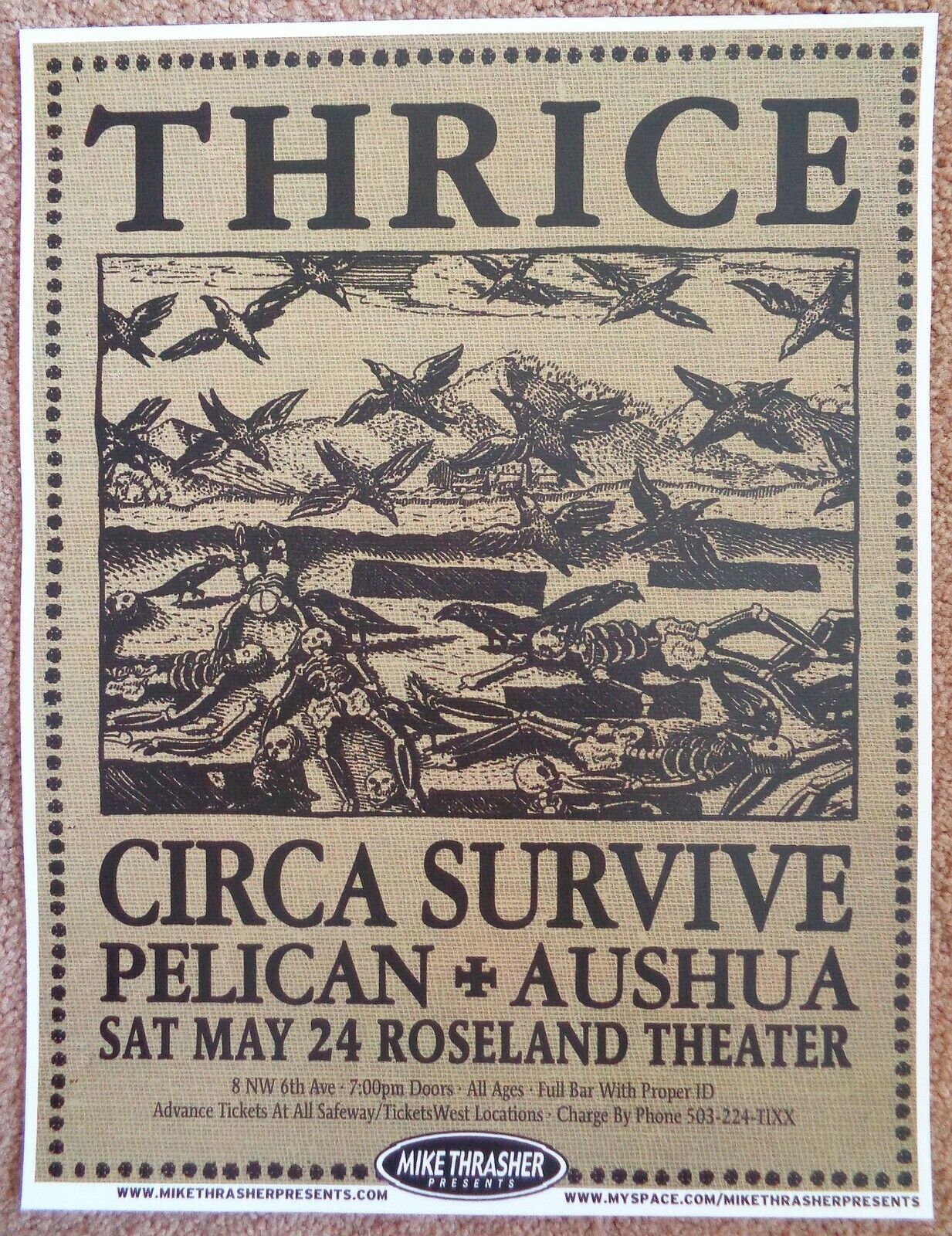 THRICE 2008 Gig POSTER Portland Oregon Concert