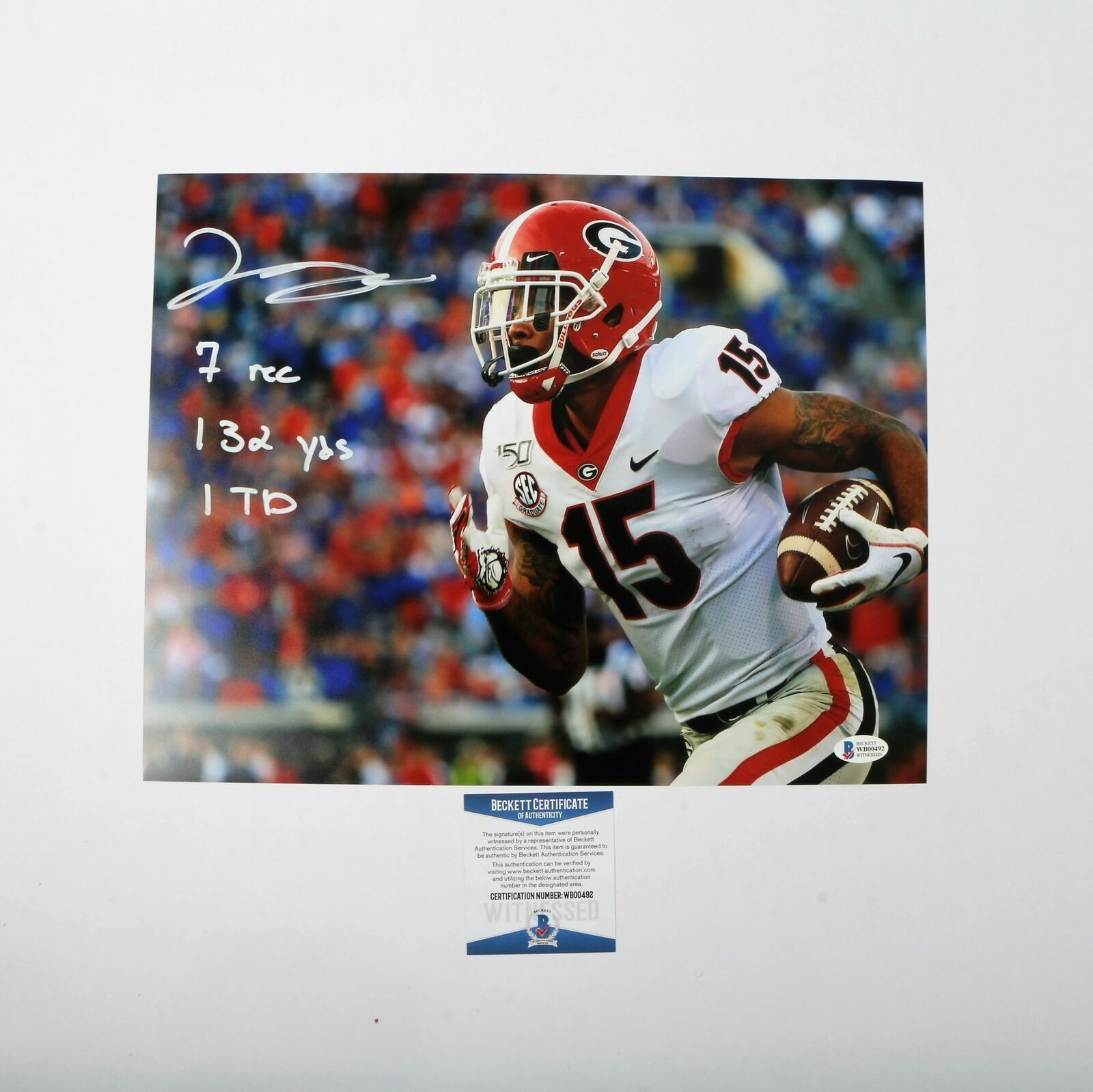 Lawrence Cager Signed 11x14 Photo Poster painting Georgia Bulldogs Game Stats Inscribed Beckett