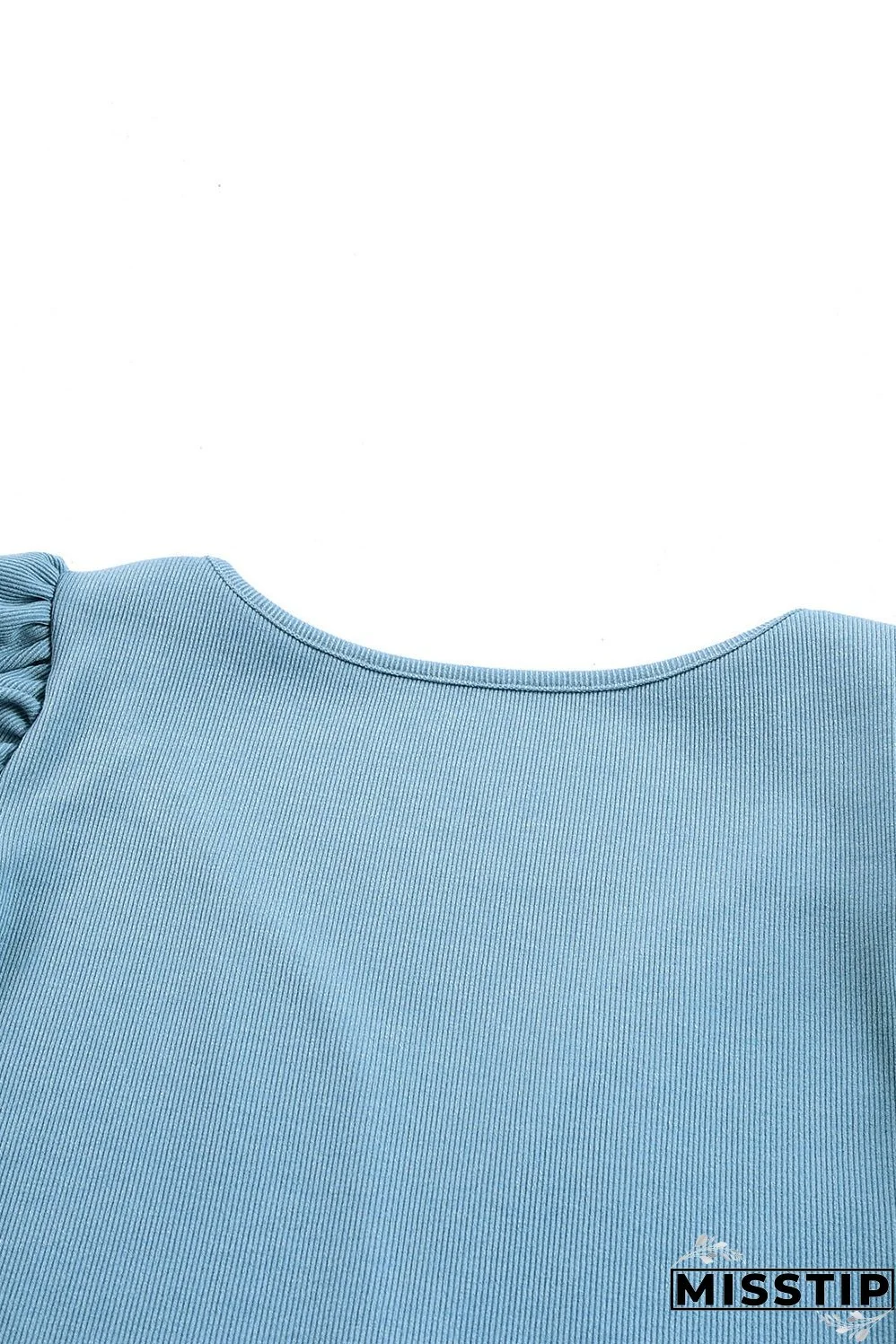 Ribbed Knit Ruched Sleeve Top