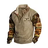 💥 2025 Hot Sale! Mens Western Fleece Jacket Cowboy Bull Head Print Pullover 1/4 Zip Up Stand Collar Country Sweatshirts Western Gifts For Men With Pocket