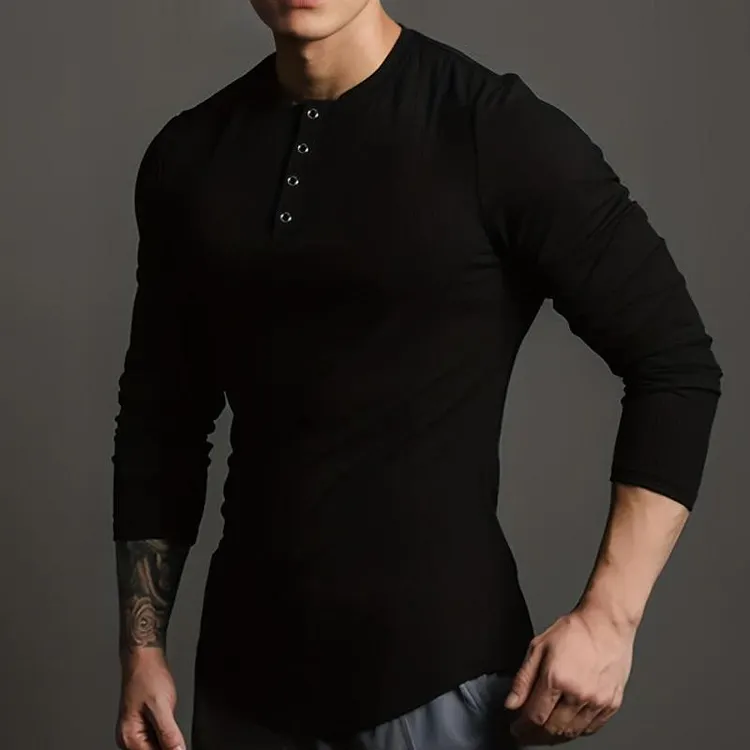 Men's Vintage Casual Striped Henley Long Sleeve T-Shirt 97820321TO