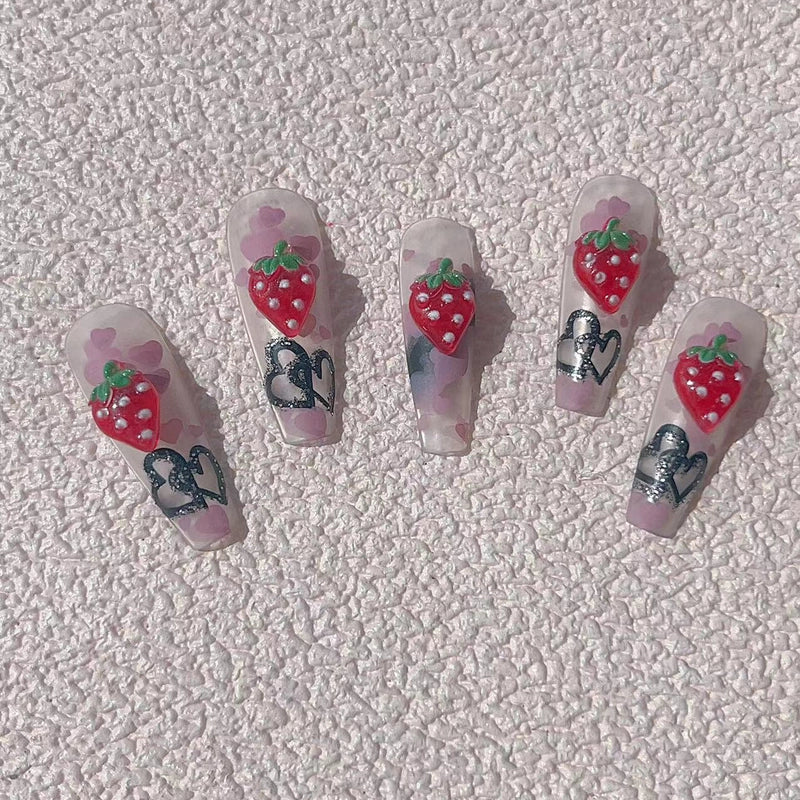Sweet Minimalist Classic Style Strawberry Resin Nail Decoration Accessories 10 PCS/Package