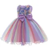 Kids Girl Princess Flower Sleeveless Sequined Bow Fluffy Wedding Dresses