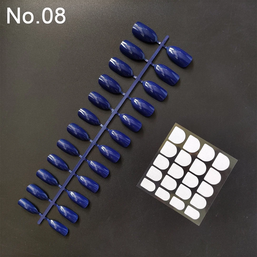 1 Set, 24 Pieces With Nail Adhesive Almond Shape False Nail Tips 20 Popular Colors Optional Full Cover Press On Nail-Nail Inspo