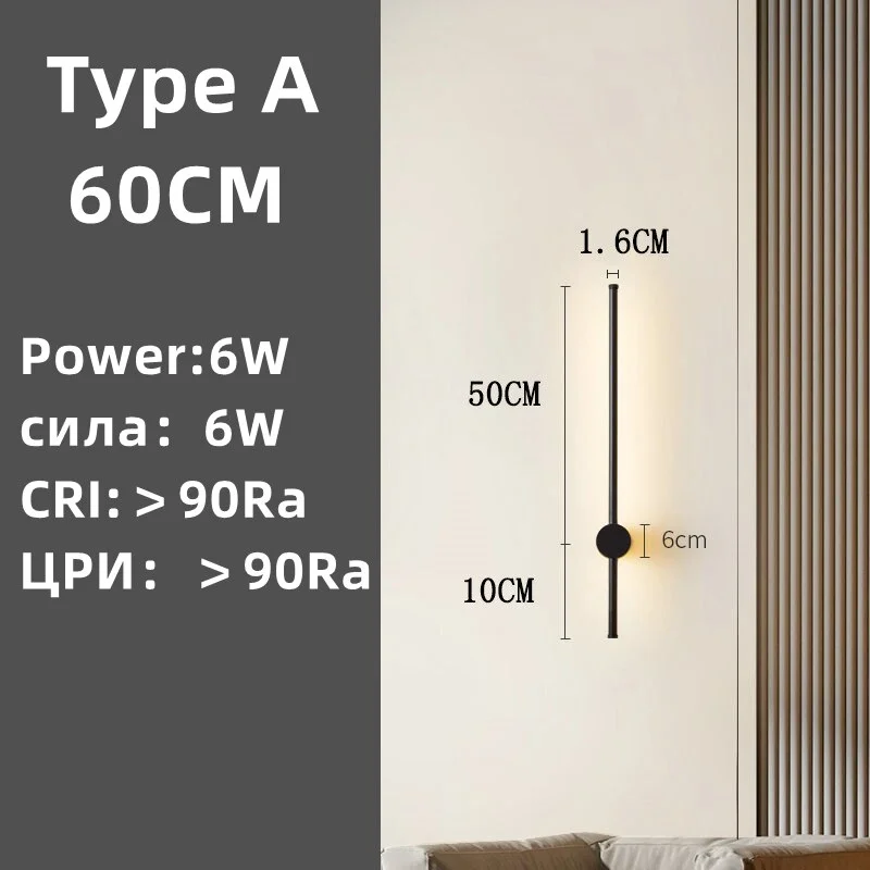 Simple LED Wall Light For Living Room TV Sofa Background Bedroom Bedside Modern Black Line Wall Light Rotatable 360° Led Lights