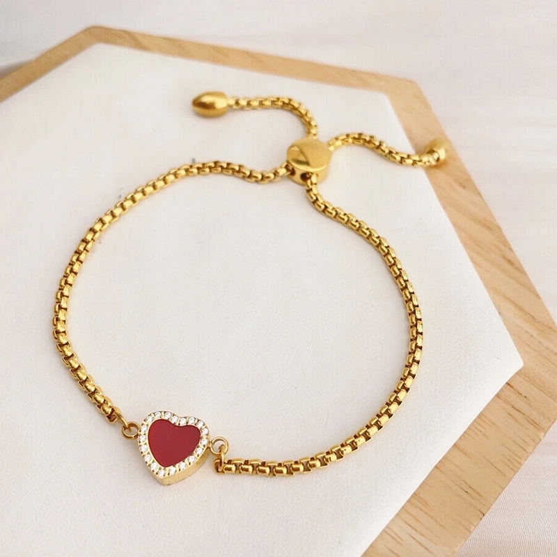 Sweet Minimalist Heart Shape 304 Stainless Steel Bracelets In Bulk