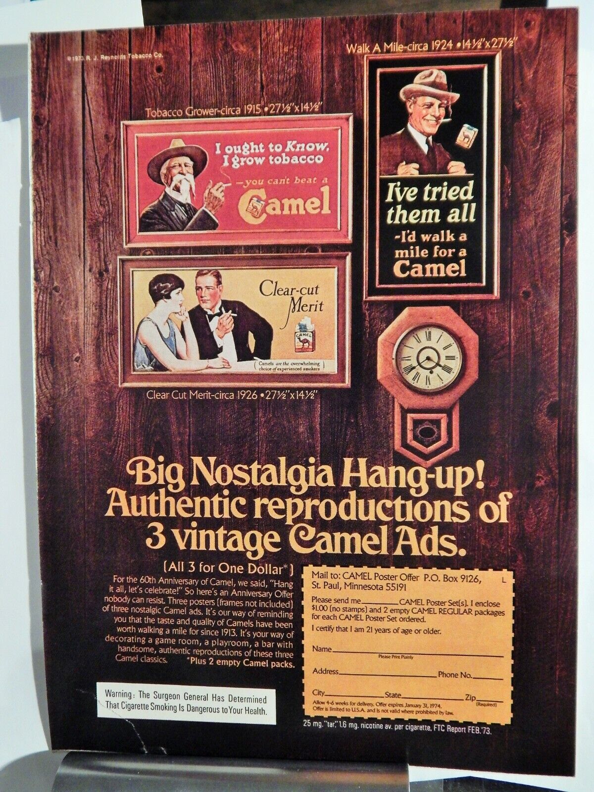 CAMEL CIGARETTES VTG 1973 Photo Poster painting AD,SOUGHT EPHEMERA