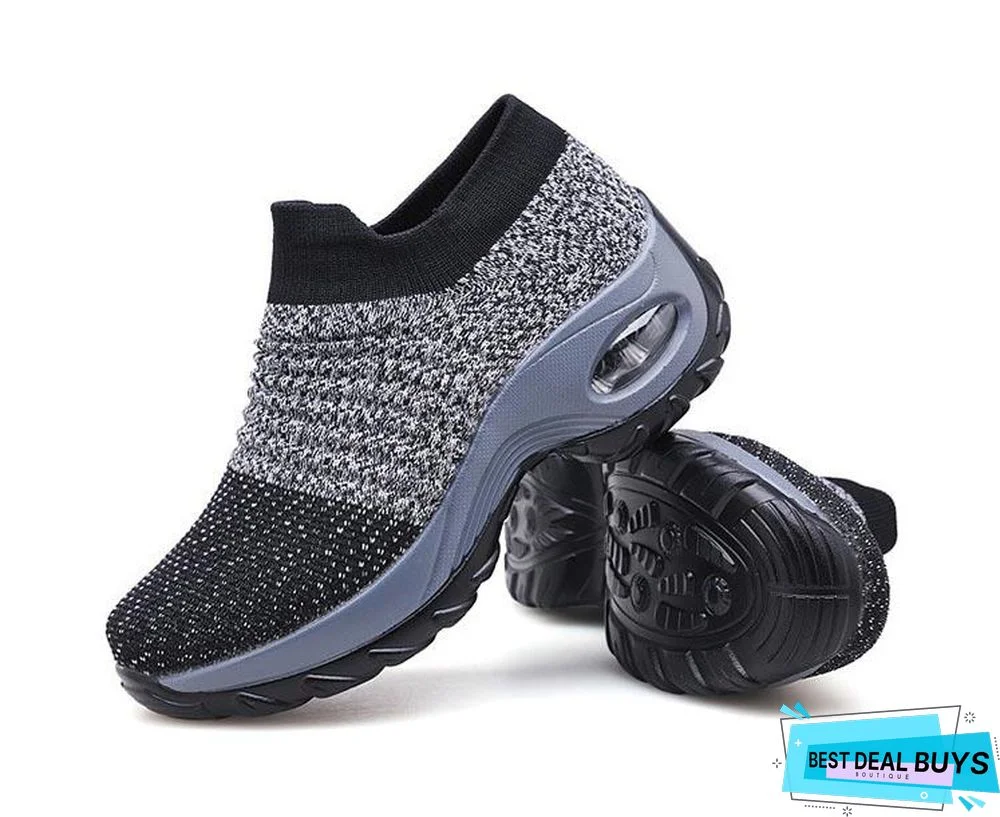 Women Breathable Mesh Slip-On Air Cushion Casual Sneaker Shoes