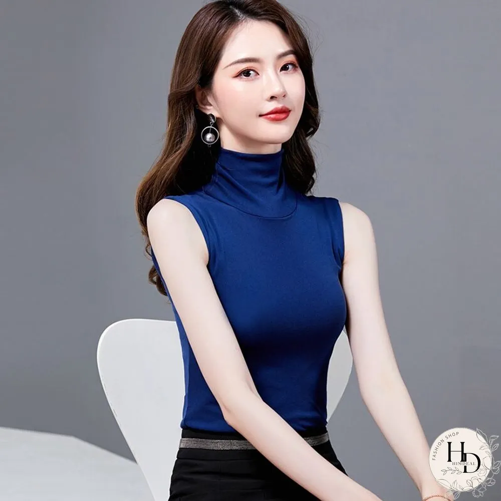 Christmas Gift Summer Tops For Women Turtleneck Basic Sleeveless Lace Tank Tops Women Female Top Plus Size Korean Tee Black White Blue
