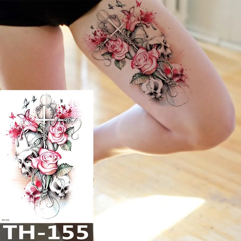Waterproof Temporary Tattoo Sticker Flower Cute Cat Water Transfer Body Art Flash Fake Tatoo