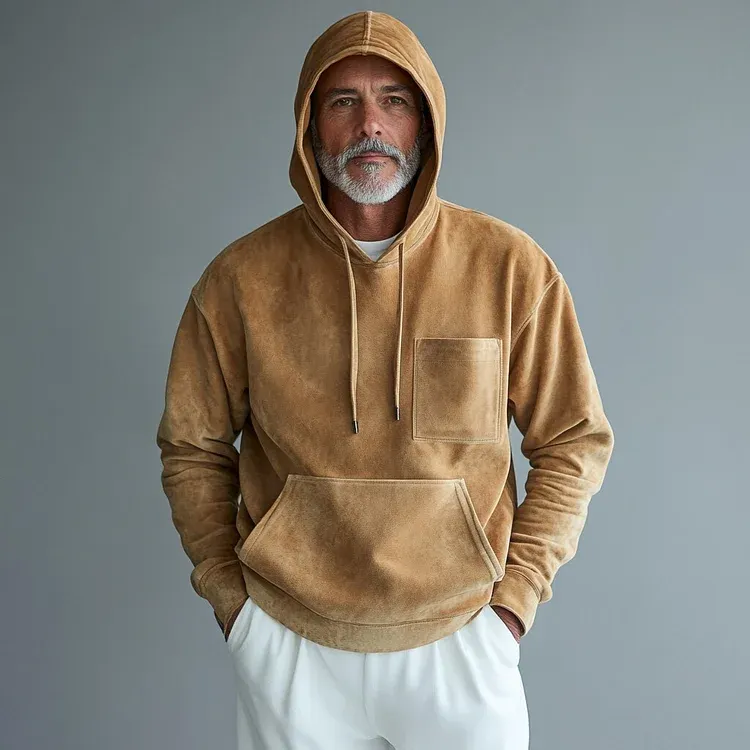 Men's Suede Casual Hoodie-INSPIREUSE
