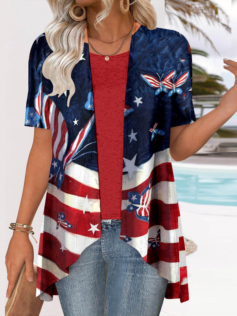 Women Long Sleeve V-neck Graphic Floral Printed Top