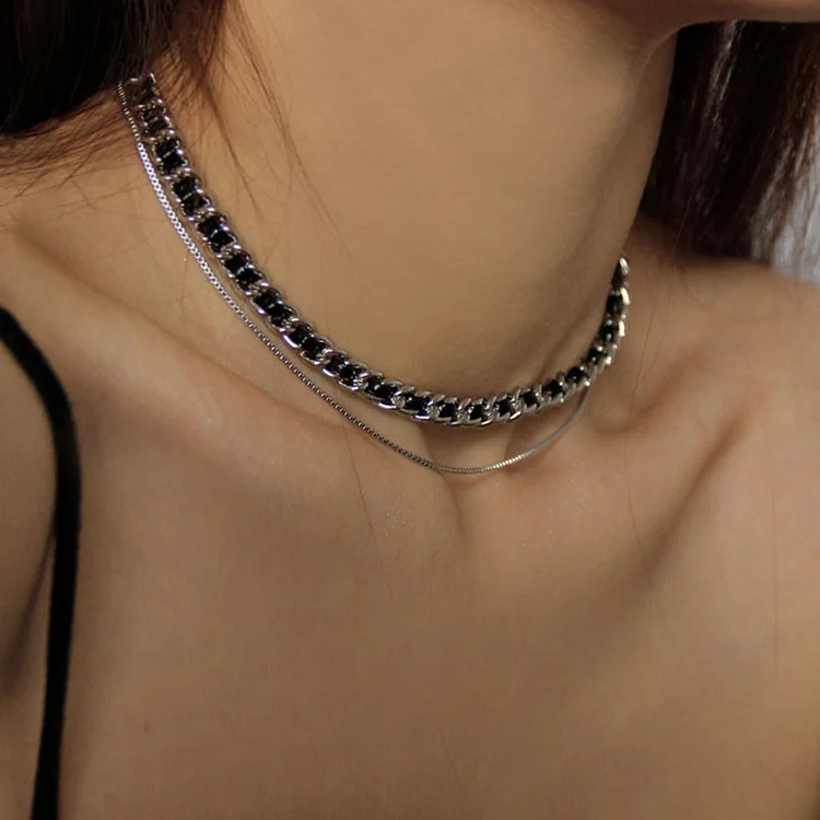 Double Layered Choker Pendant Necklace - Modakawa Modakawa