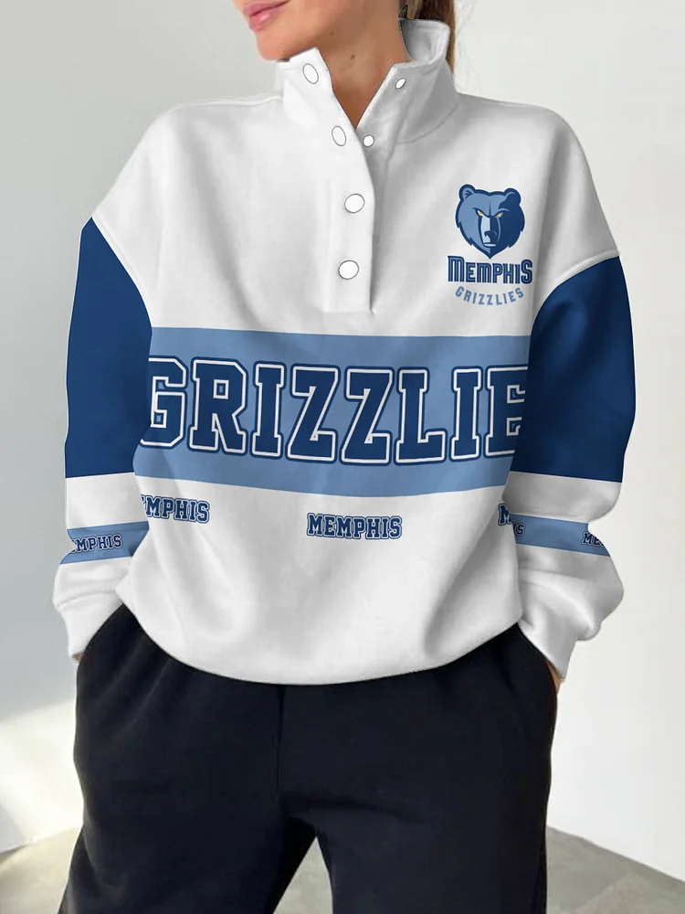 Memphis Grizzlies  2025 New Design Casual Snap Mockneck Pullover