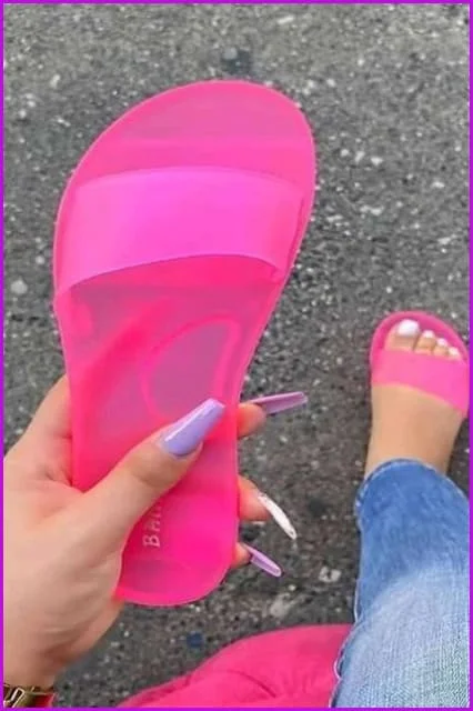 Colorful Transparent Frosted Beach Slippers F809