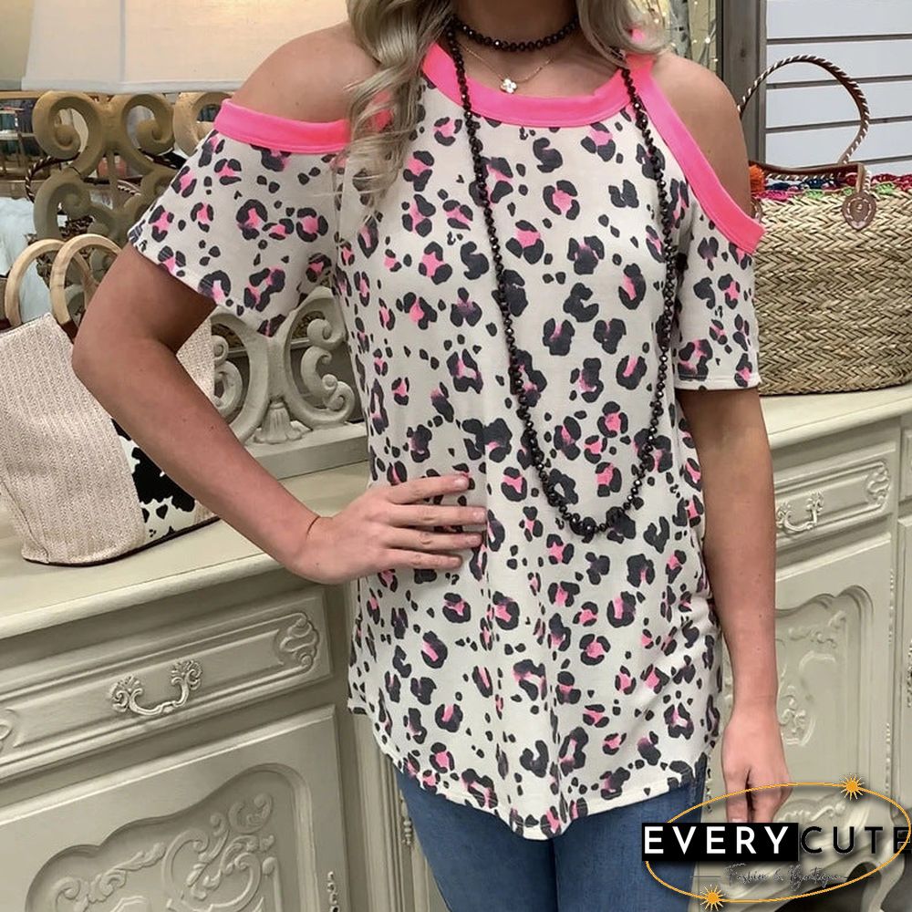 Cold Shoulder Round Neck Shor Sleeve T Shirt