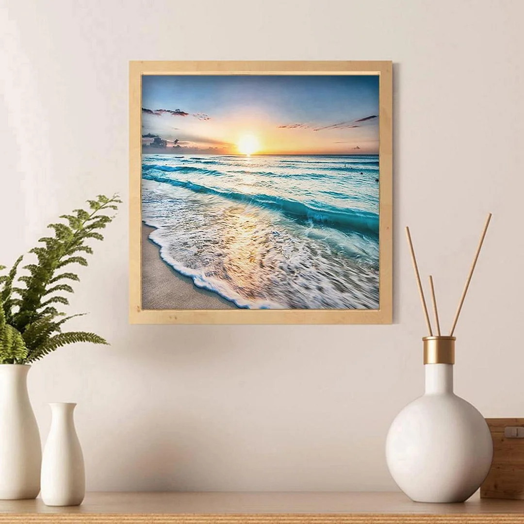 Full Embroidery Seaside Sunset Cross Stitch Kits 11CT Stamped Canvas Crafts