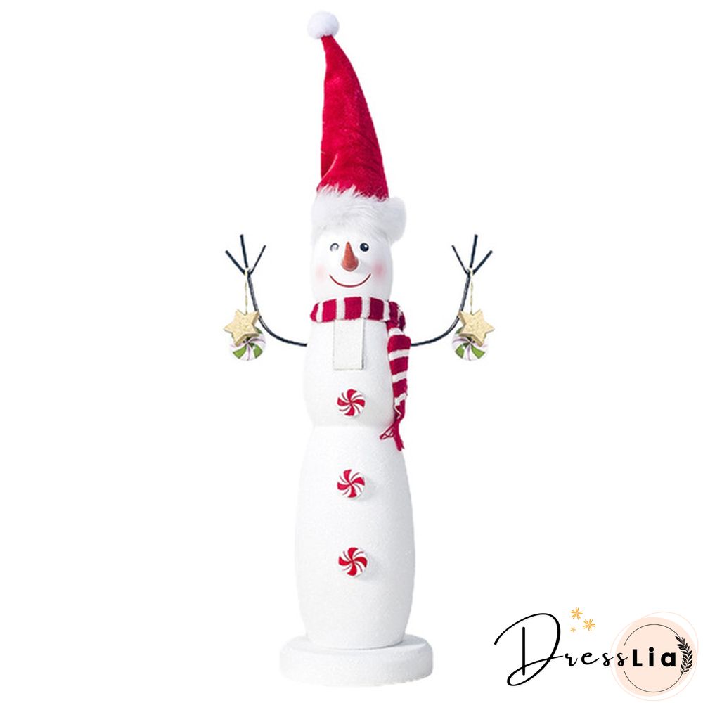 Christmas Wooden Standing Ornaments Cute Cartoon Santa Snowman Elf Nutcracker Doll Figures