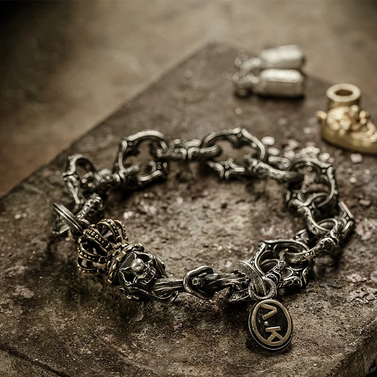 Crown Joker Skull & Eternal Chain Bracelet