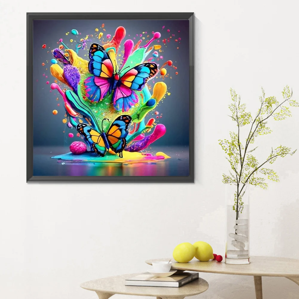 Diamond Painting - Full Round Drill - Colorful Butterfly(Canvas|30*30cm)
