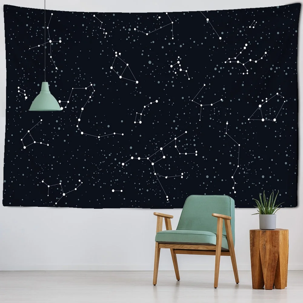 Black Universe Starry Sky Tapestry Wall Galaxy Psychedelic Tapiz Witchcraft Astrology Bed Cover Beach Blanket Home Decor
