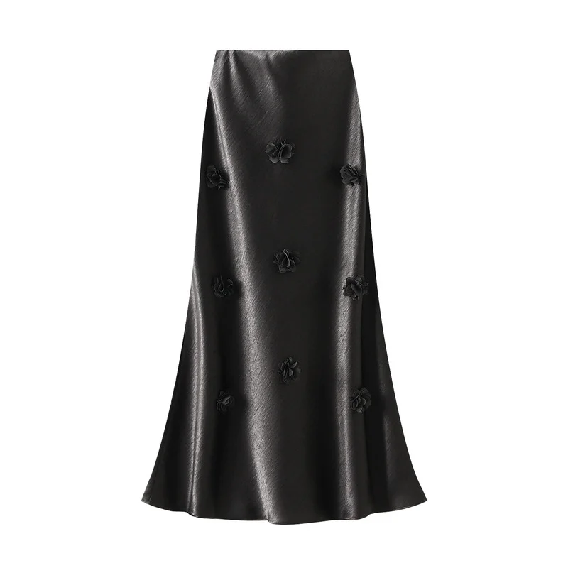 Nigikala Nigikala Style Three-Dimensional Flower Long Skirt Summer New Set Of Thin Skirt Long Dress D9981