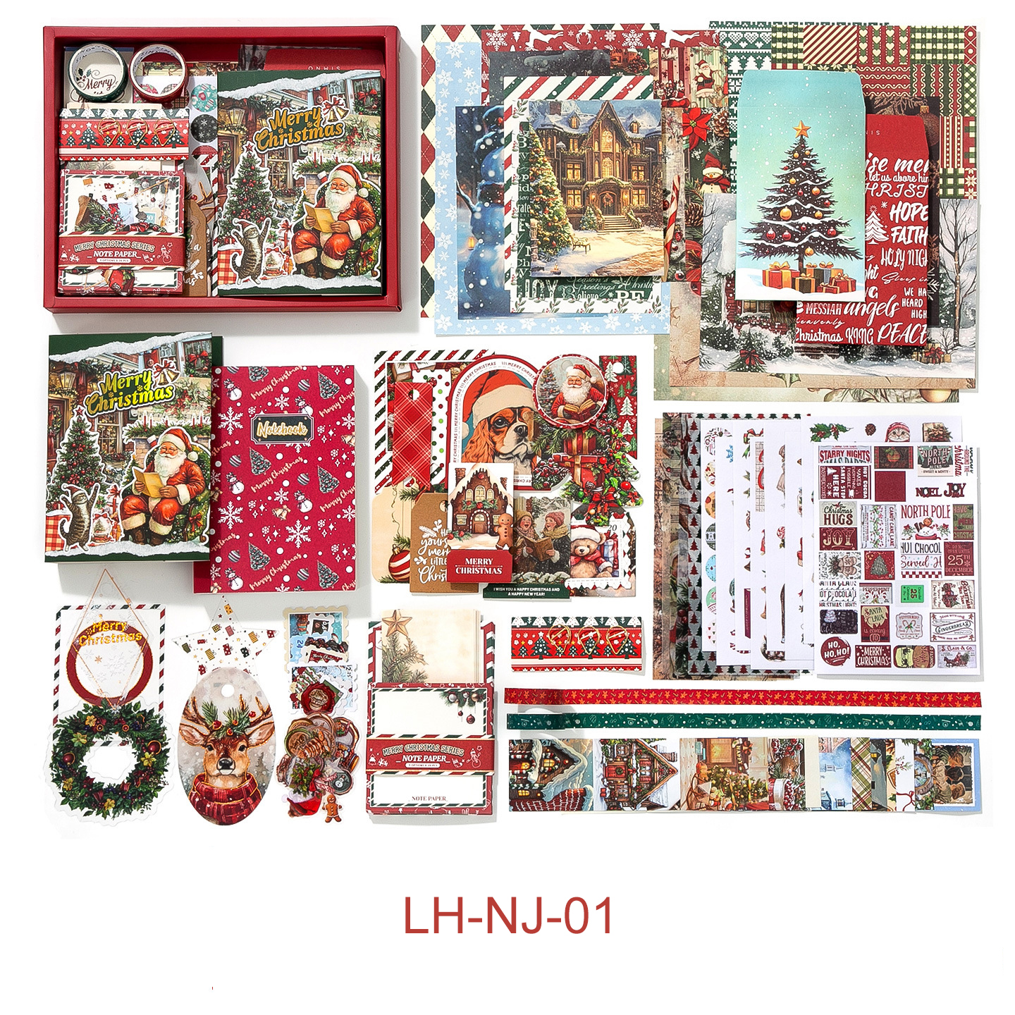 Gift Box Set - Merry Christmas Series Vintage Festival Landscape Notebook 