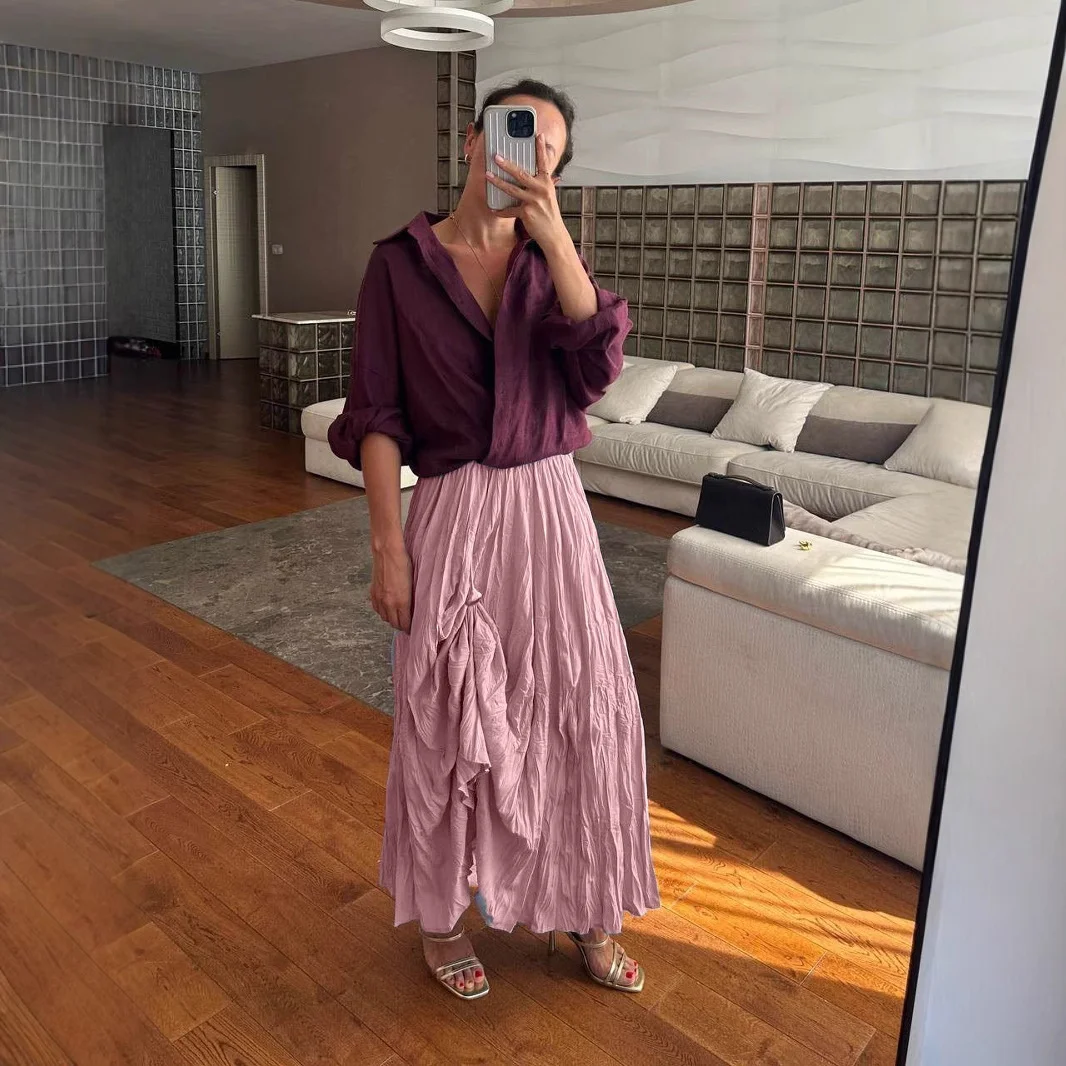 Athvotar Athvotar Spring And Autumn New 100 Folded Wrinkles Skirt Hot Soft Half Dress In Wind