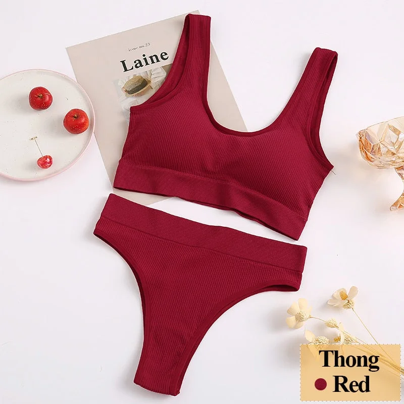 Women Bra Set Female Tube Tops Tank + Panties Vest U-Shaped Back Underwear Seamless Lingerie Female Bralette Backless Crop Tops