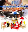 Wooden Outdoor Barbecue Grill, Barbecue Seasoning Rack, Barbecue Chair, BBQ Seasoning Rack Set